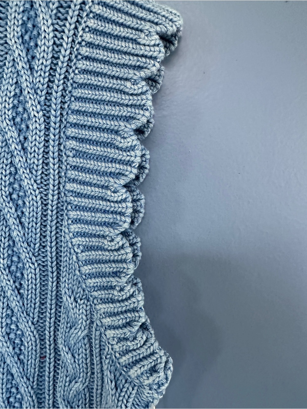 Cable Knit Sleeveless Sweater - Light Blue - Picture 4 of 5